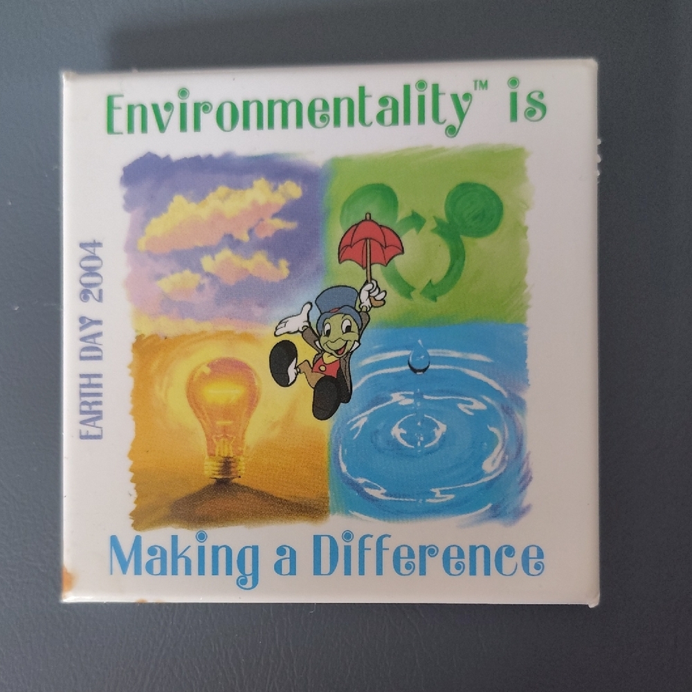 Disney 2004 Jiminy Cricket Earth Day Pin 3.5 Square